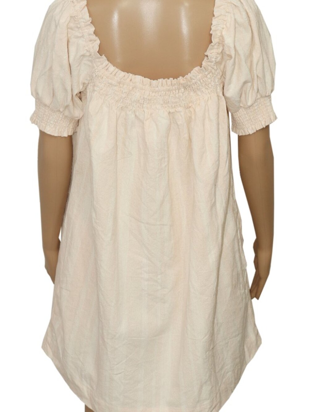 Free People Mila Mini Dress Beachy Cream Striped Printed Smocked S - Picture 4 of 6